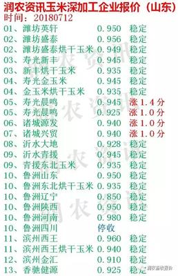 今日玉米價(jià)格 山東壽光晨鳴每噸上漲28元